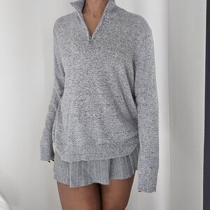 Gray Quarter Zip Pullover Sweater